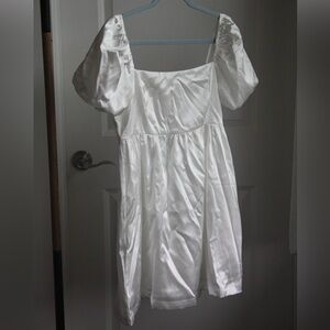 White Satin Babydoll Dress
